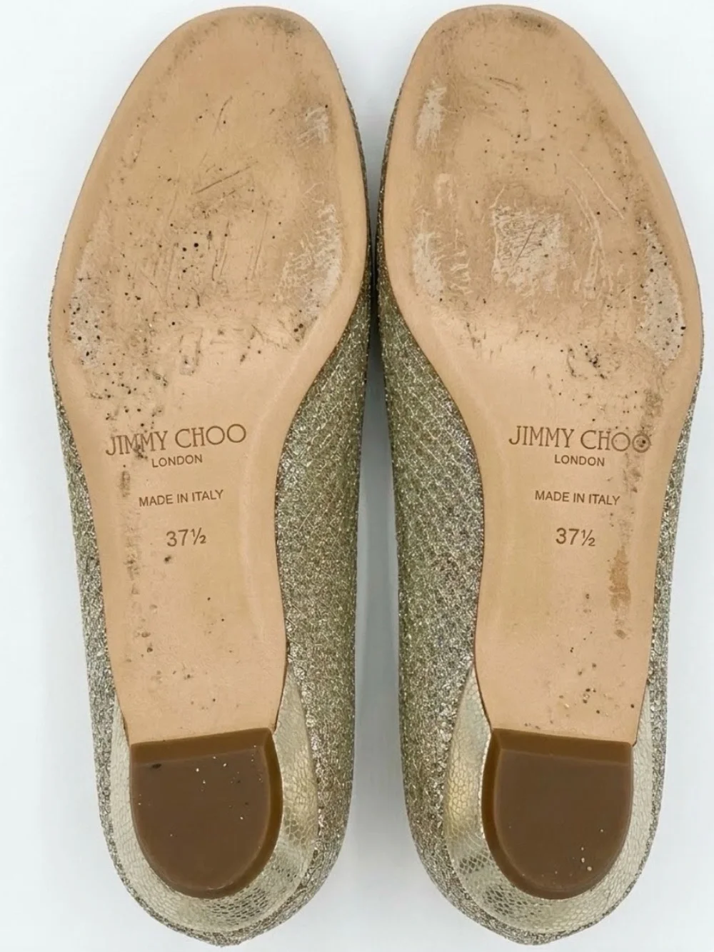 Jimmy Choo Sparkling Gold and Silver Ballet Flats
